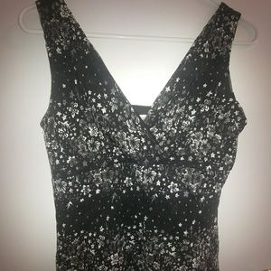 {WHBM} Black Lace Overlay Lined V-Neck Tank